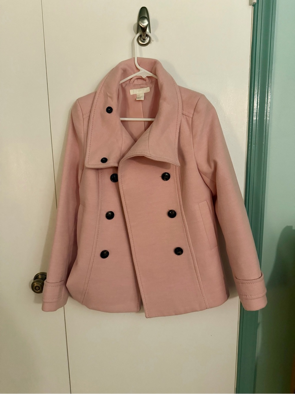 H&M Blush Pink Double-Breasted Peacoat